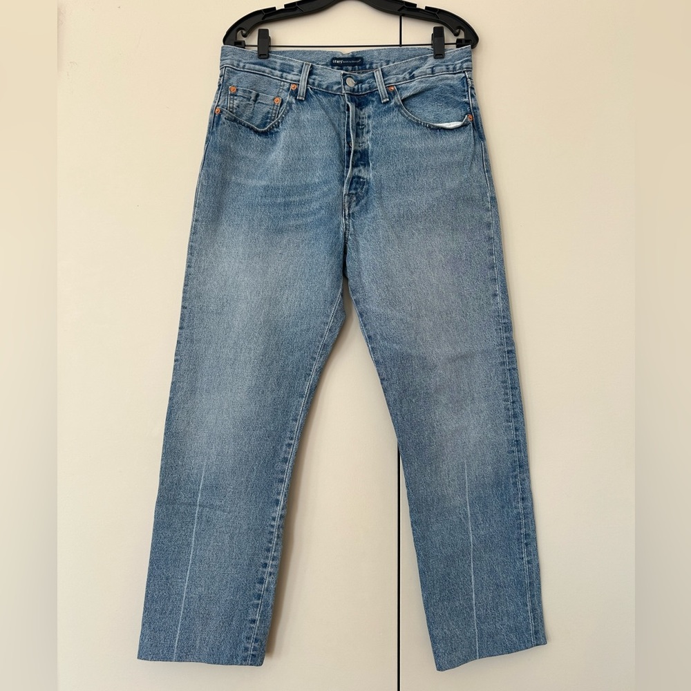 Levi’s 501 original selvedge crop high rise made and crafted denim jeans W32 L28